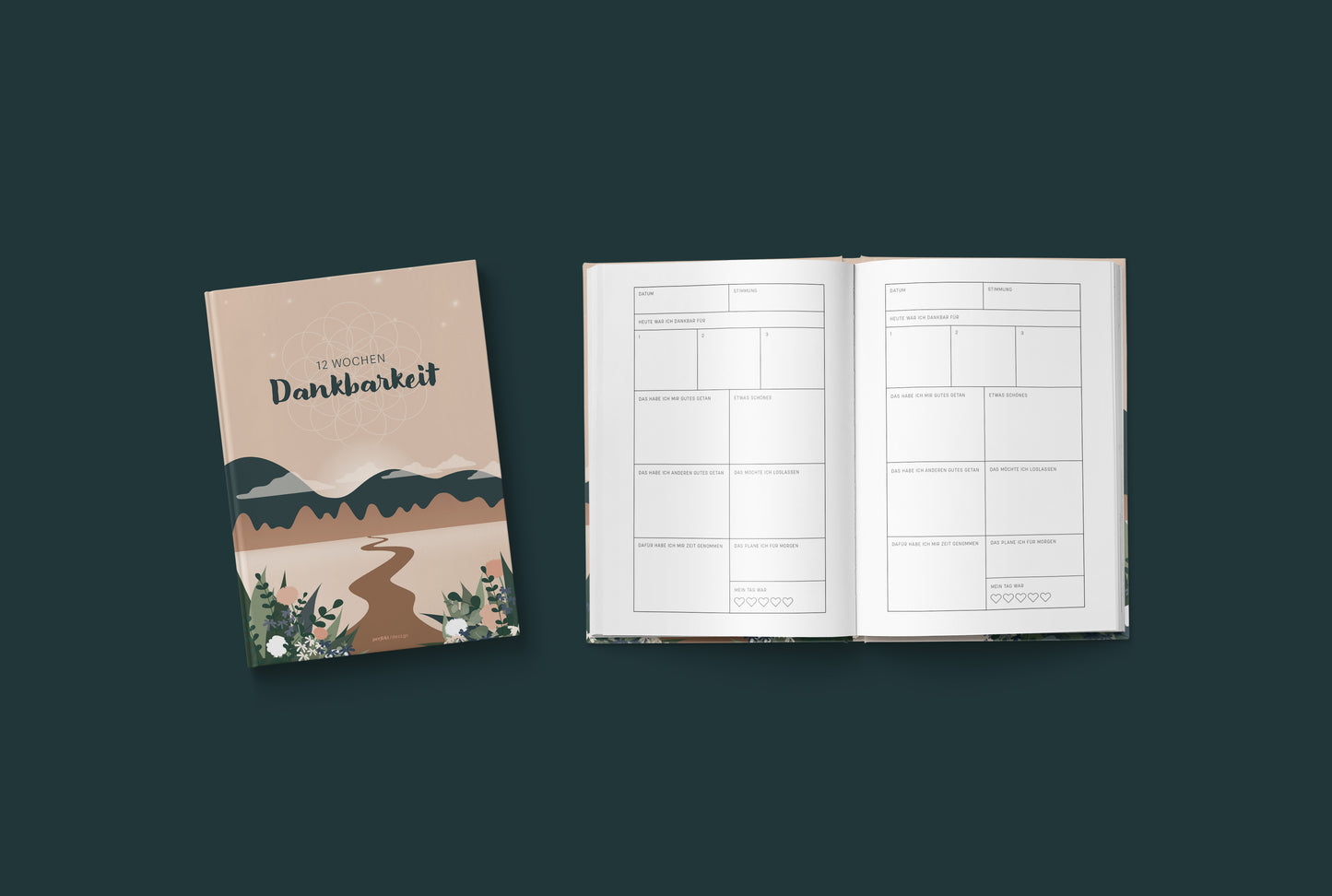 12 Wochen Achtsamkeit & Dankbarkeit – ein minimalistisches Tagebuch für 12 Wochen | A5
