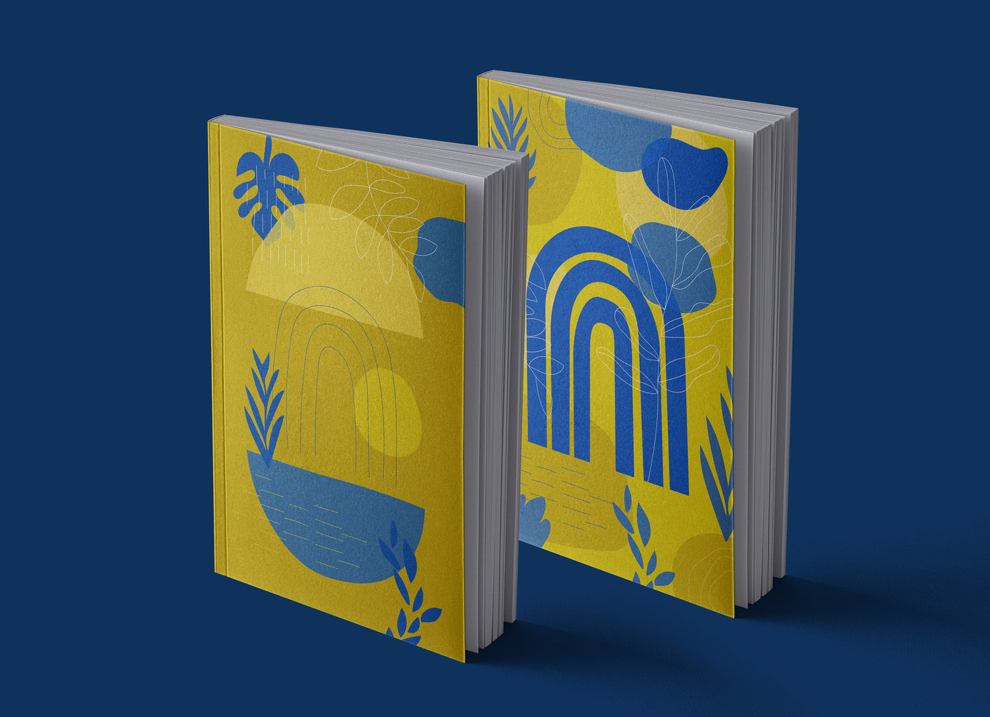 Notizbuch | Boho | abstrakt | indigo blau & honig gelb