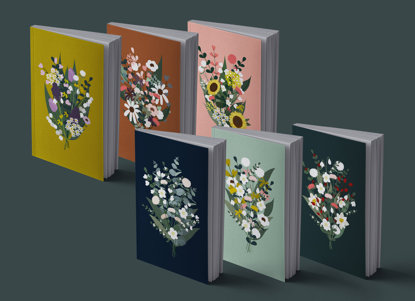 Notizbuch Bouquet // Eukalyptus // Winter // Herbst // Sonnenblumen // Frühling | Illustration Blumen | 13x20 cm
