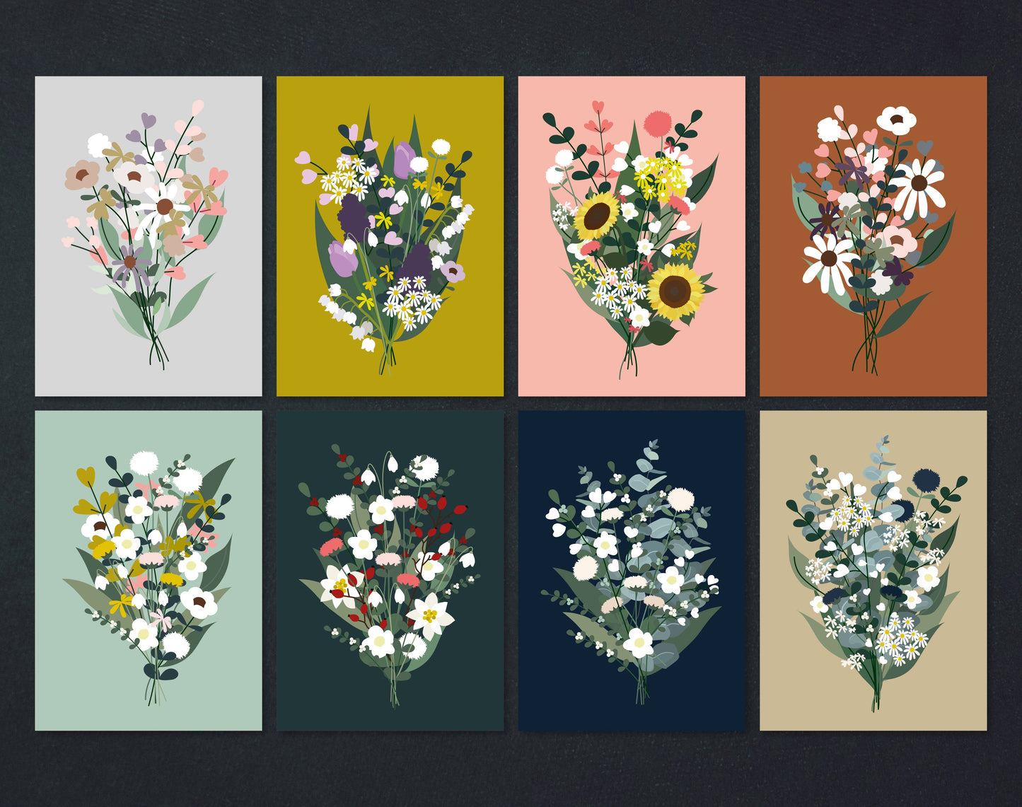 Notizbuch Bouquet // Eukalyptus // Winter // Herbst // Sonnenblumen // Frühling | Illustration Blumen | 13x20 cm