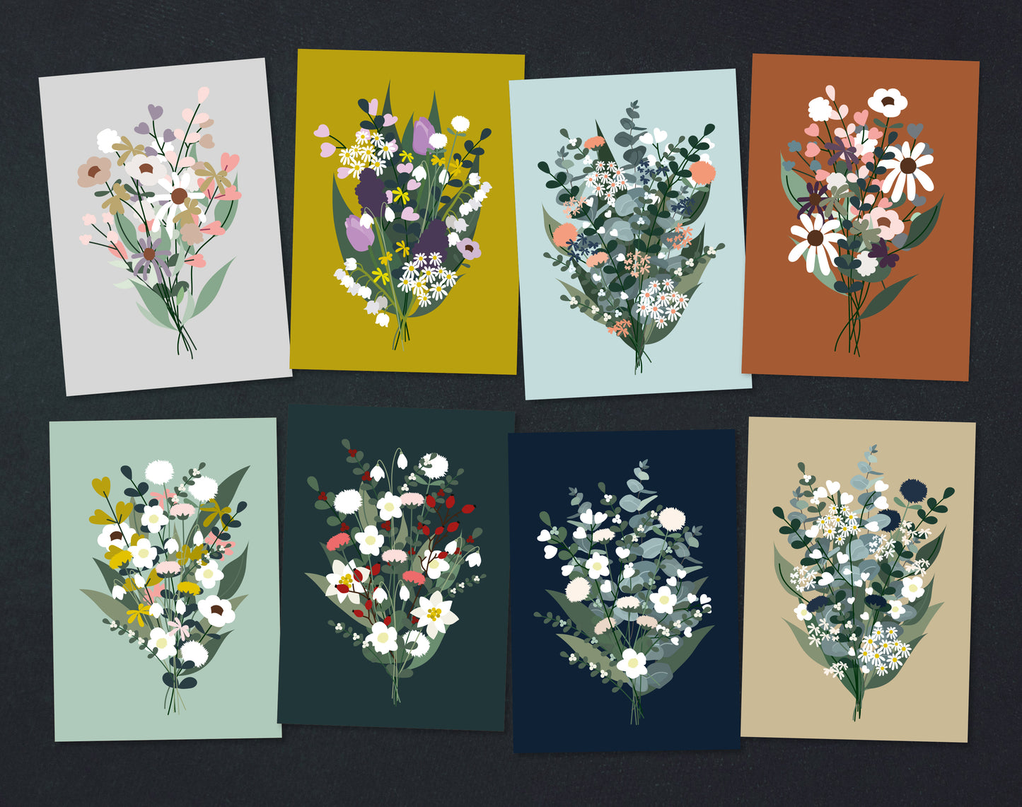 Postkarte Blumenstrauß | Eukalyptus // Creme-Beige // Koralle-Blau // Winter Mint & Blumen // Herbst // Frühling // Rosagrau | A6