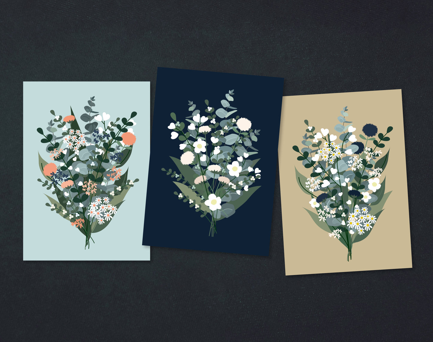 Postkarte Blumenstrauß | Eukalyptus // Creme-Beige // Koralle-Blau // Winter Mint & Blumen // Herbst // Frühling // Rosagrau | A6