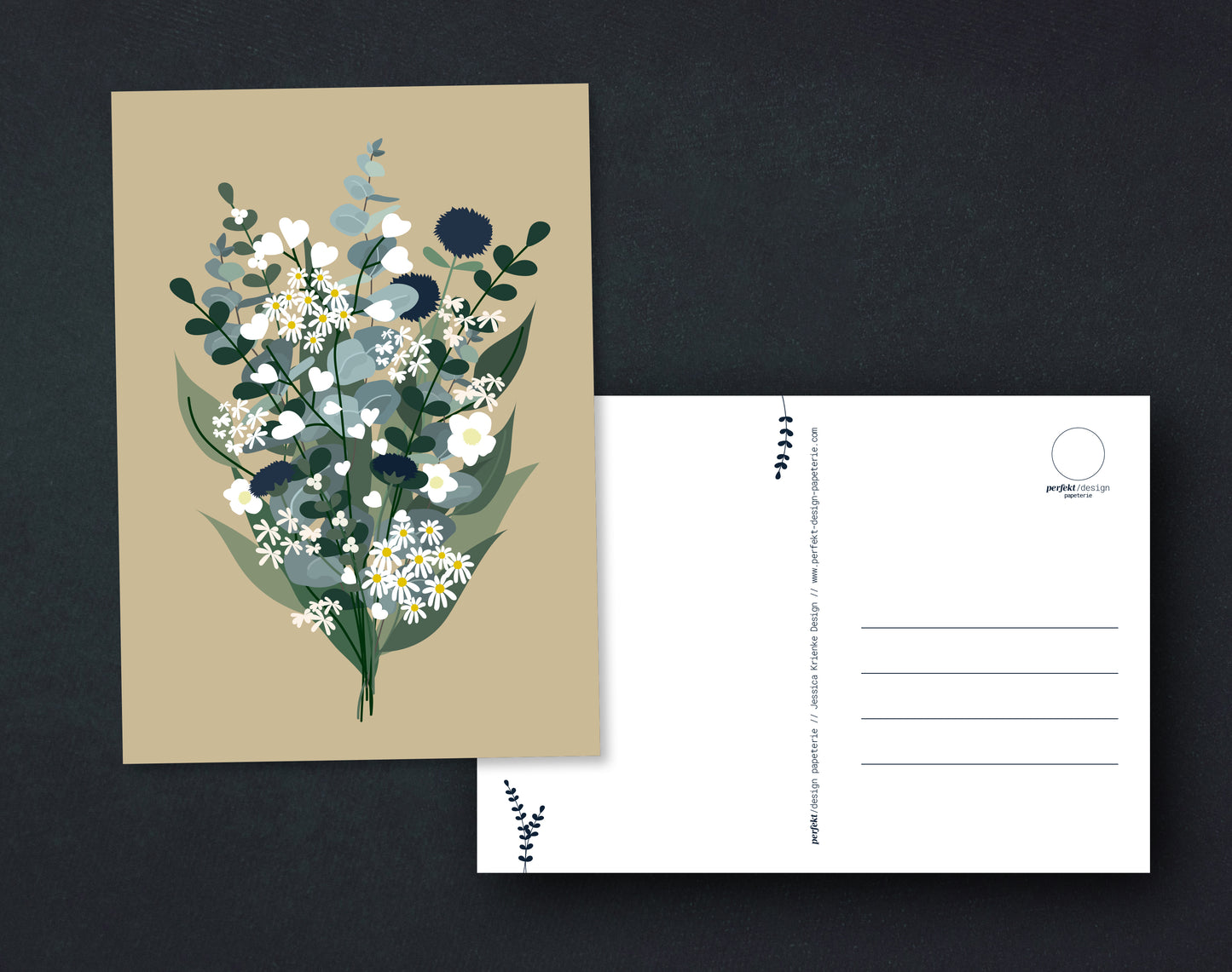 Postkarte Blumenstrauß | Eukalyptus // Creme-Beige // Koralle-Blau // Winter Mint & Blumen // Herbst // Frühling // Rosagrau  | A6