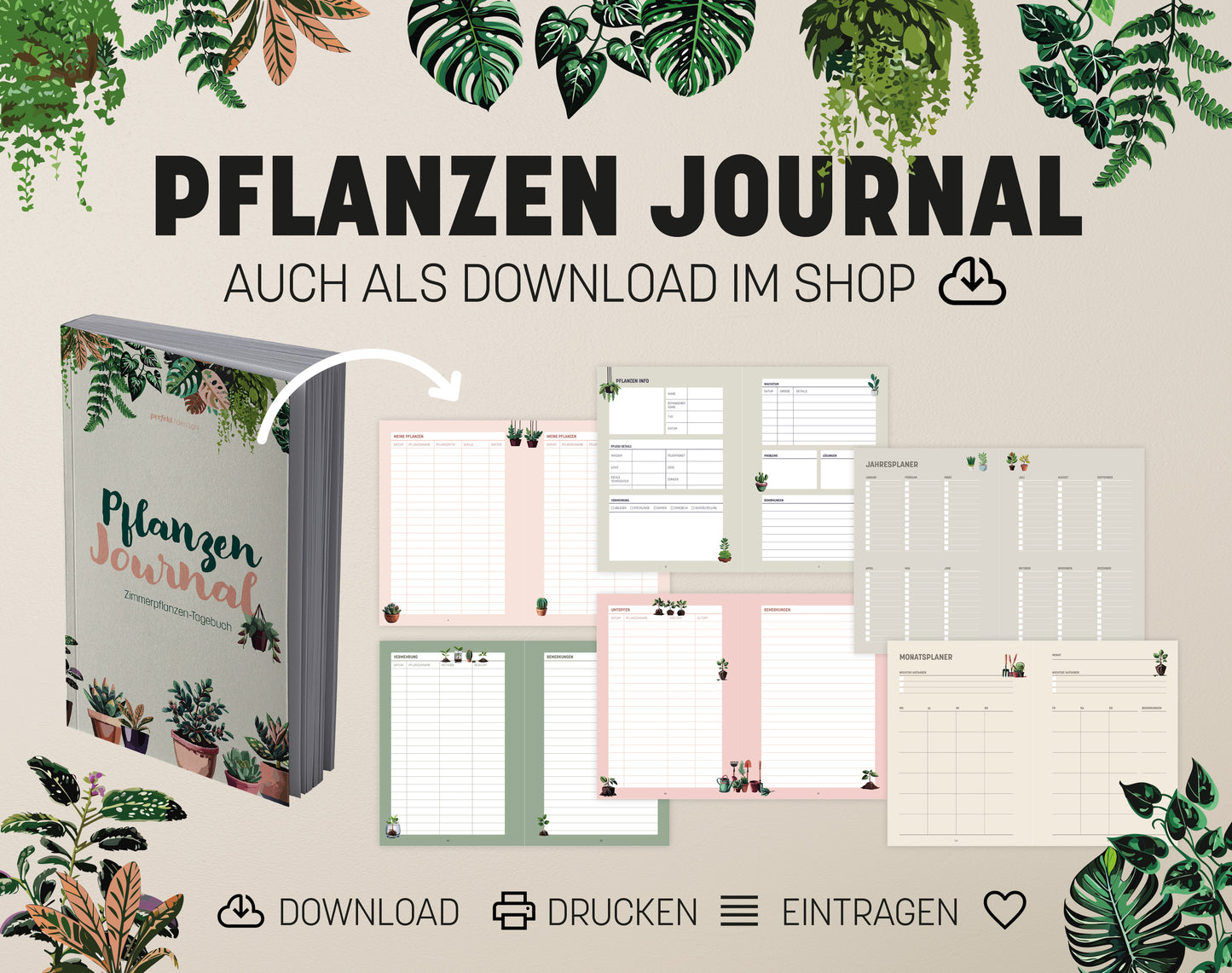 Pflanzen Journal | Zimmerpflanzen-Tagebuch | A5 | 160 Seiten