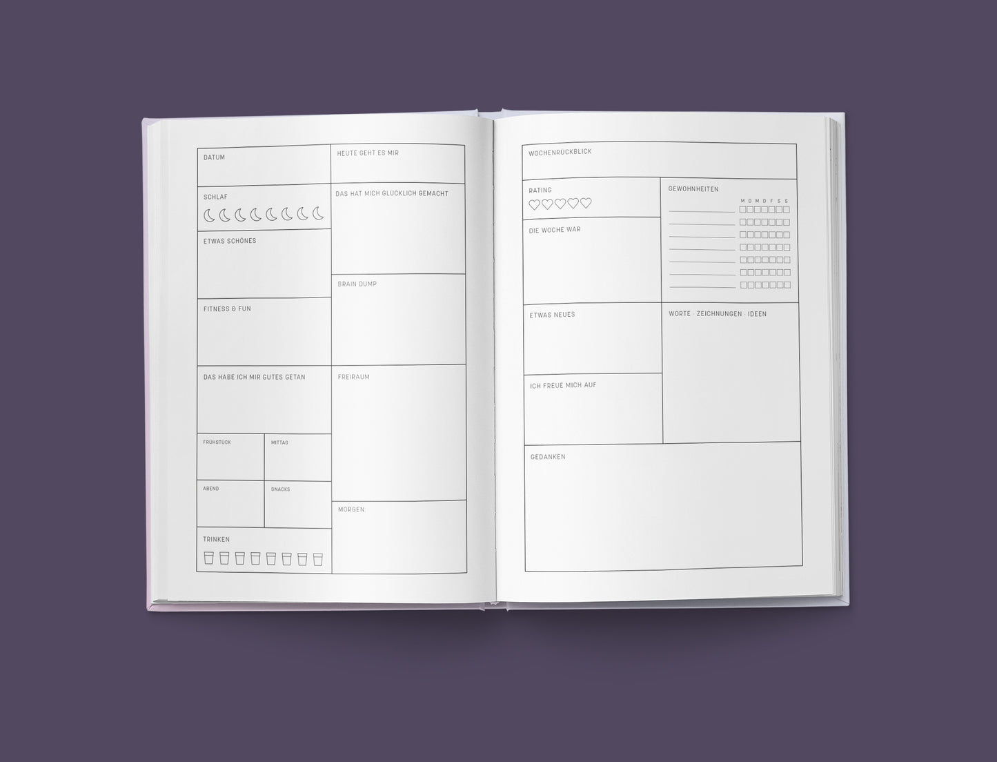 12 Wochen Achtsamkeit & Dankbarkeit – ein minimalistisches Tagebuch für 12 Wochen | A5
