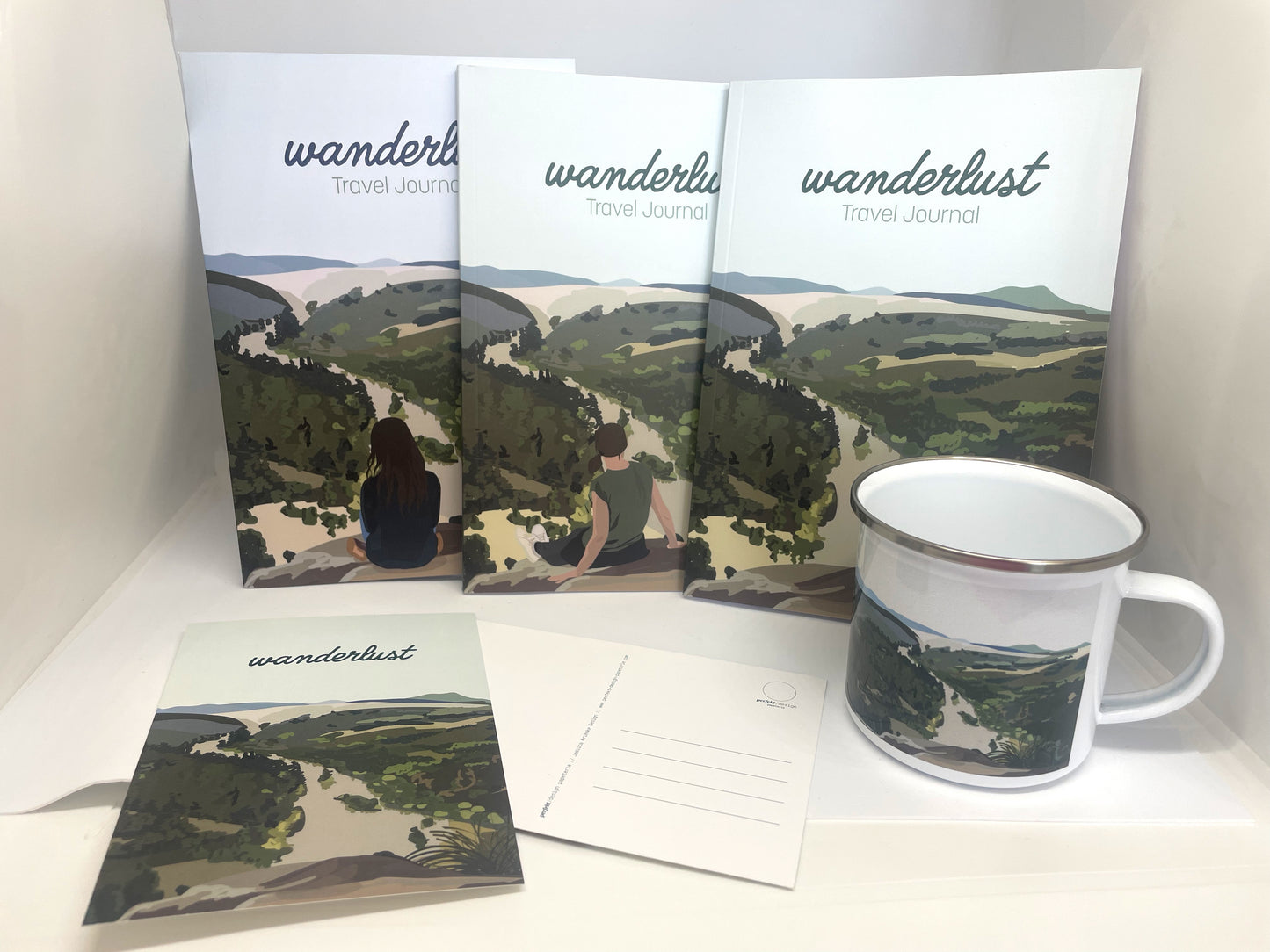 Emaille-Tasse Wanderlust | Berglandschaft | Panoramatasse