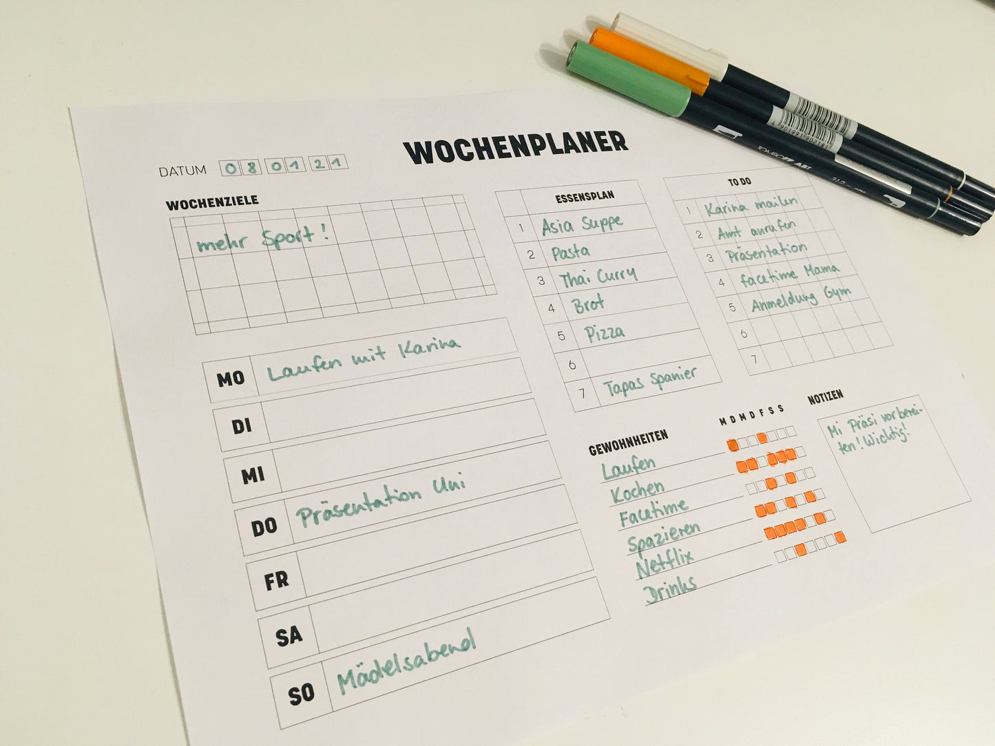 Wochenplaner | Minimalismus Edition | A4 | Download | druckbar