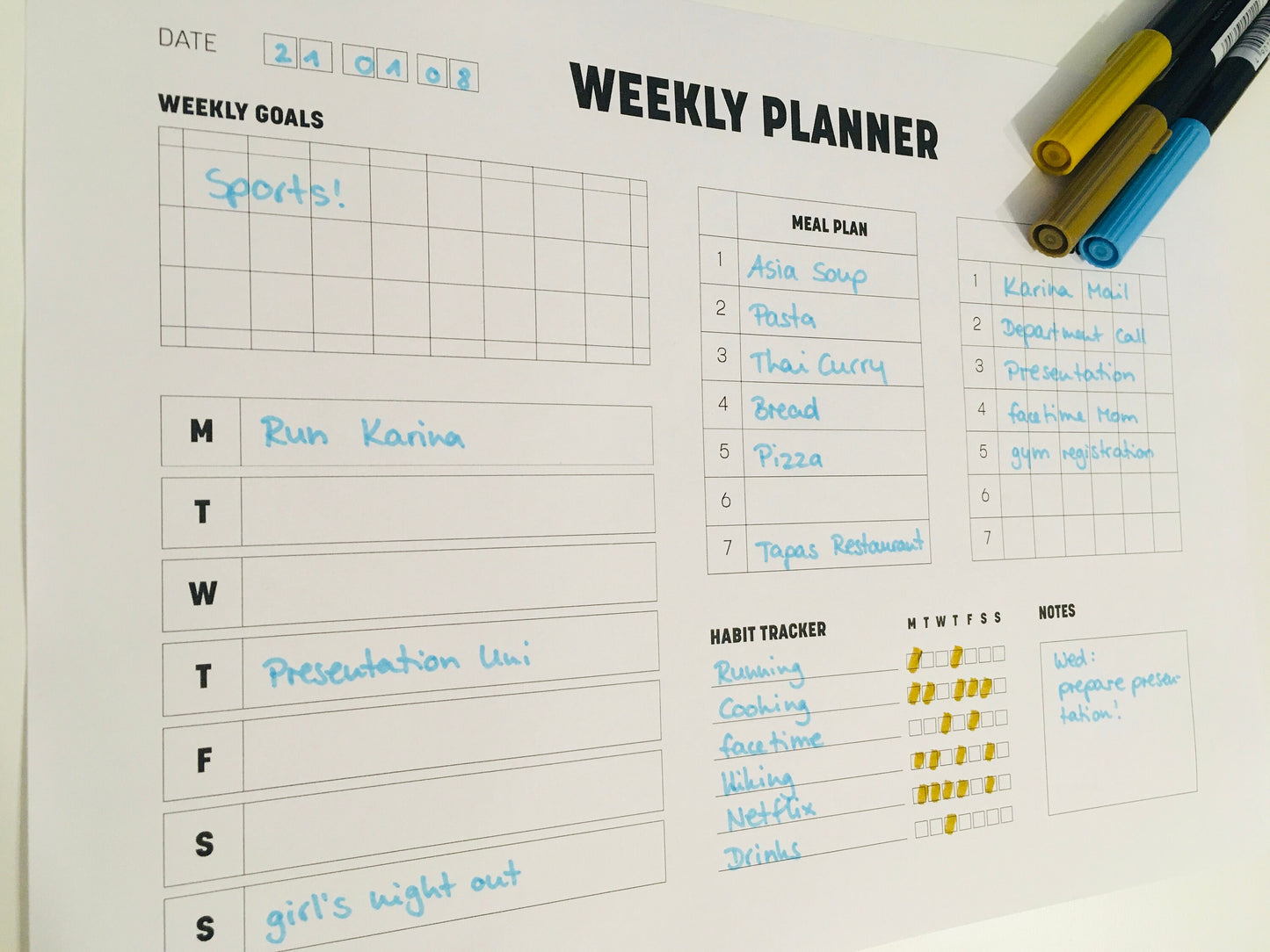 Wochenplaner | Minimalismus Edition | A4 | Download | druckbar