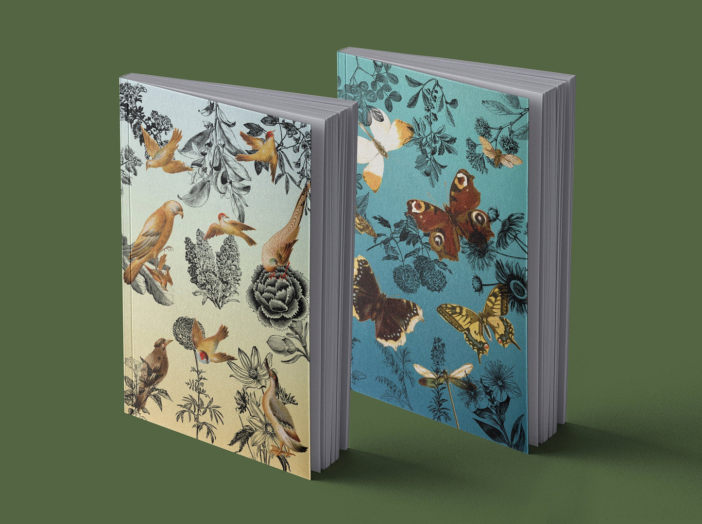Notizbuch Vintage Botanik Schmetterlinge & Vögel | 13x20 cm