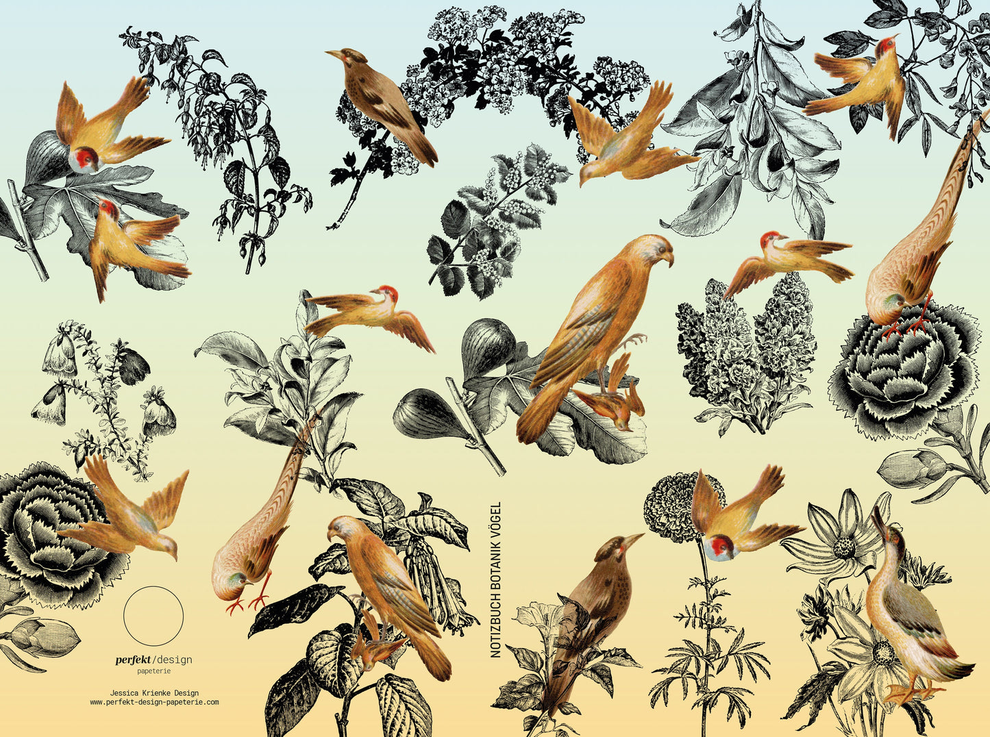 Notizbuch Vintage Botanik Schmetterlinge & Vögel | 13x20 cm