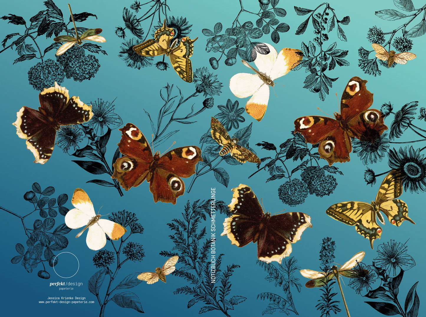 Notizbuch Vintage Botanik Schmetterlinge & Vögel | 13x20 cm