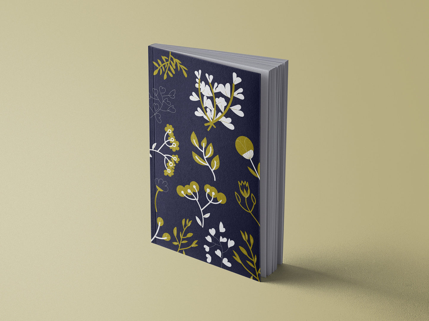 Notizbuch | Florale Illustration | ocker gold und nachtblau