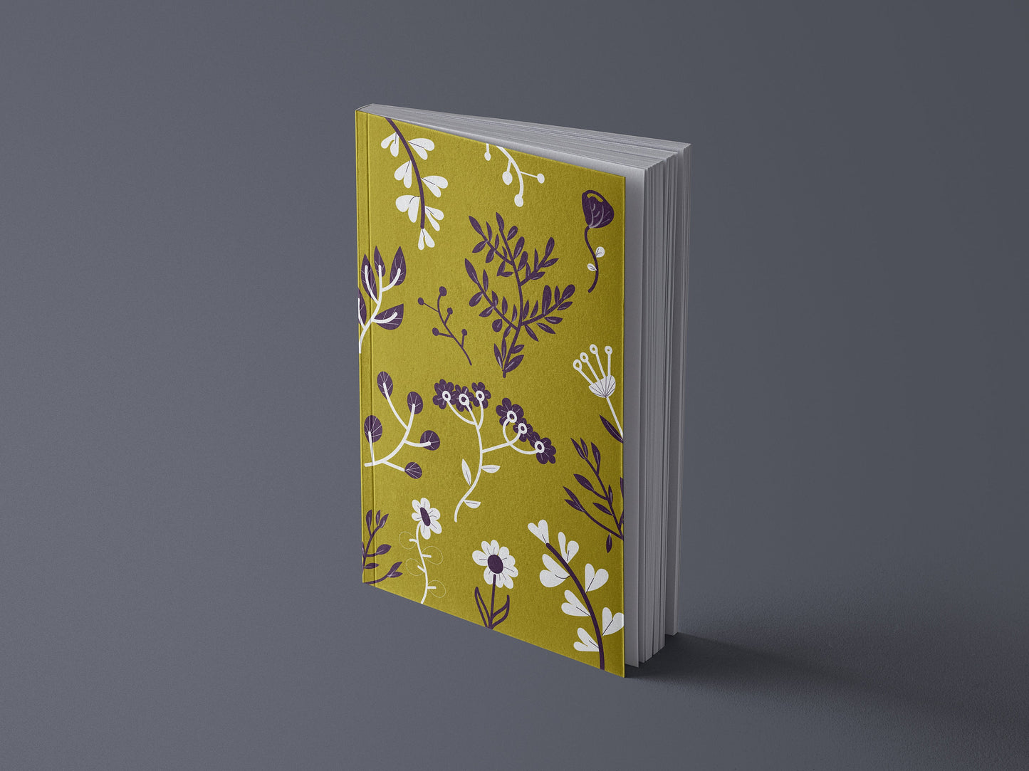 Notizbuch | Florale Illustration | ocker gold und nachtblau