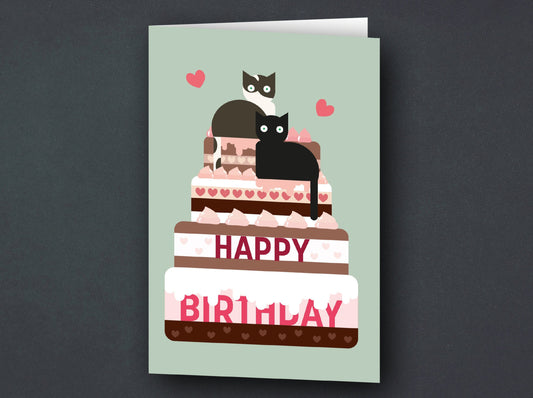 Grußkarte | Geburtstagskarte | Katzen auf Torte