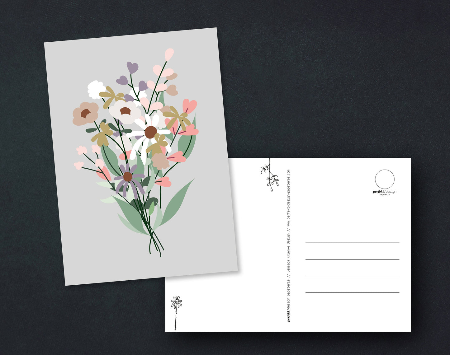 Postkarte Blumenstrauß | Eukalyptus // Creme-Beige // Koralle-Blau // Winter Mint & Blumen // Herbst // Frühling // Rosagrau  | A6