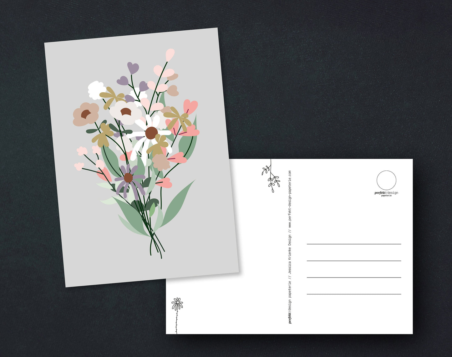 Postkarte Blumenstrauß | Eukalyptus // Creme-Beige // Koralle-Blau // Winter Mint & Blumen // Herbst // Frühling // Rosagrau | A6