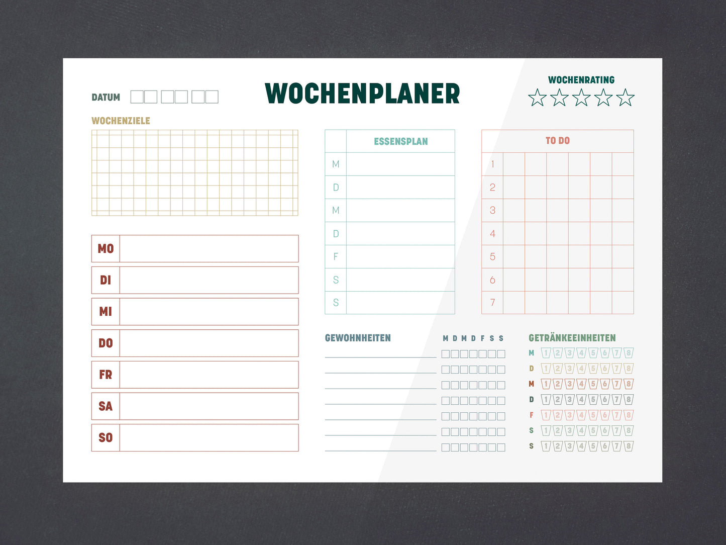 Wochenplaner | Minimalismus Edition | A5 | Block