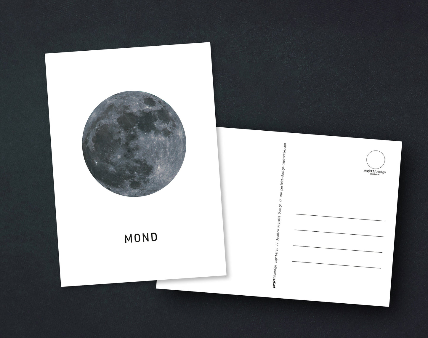 Postkarte | Mond | Erde | weiß und minimalistisch | A6