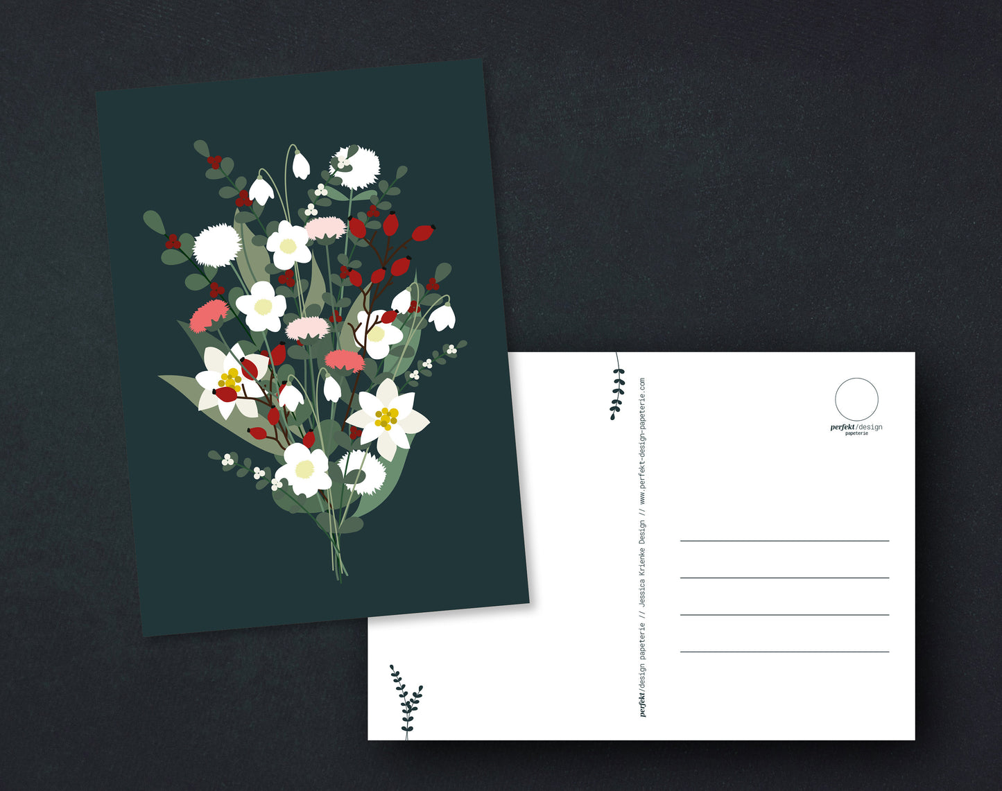 Postkarte Blumenstrauß | Eukalyptus // Creme-Beige // Koralle-Blau // Winter Mint & Blumen // Herbst // Frühling // Rosagrau | A6
