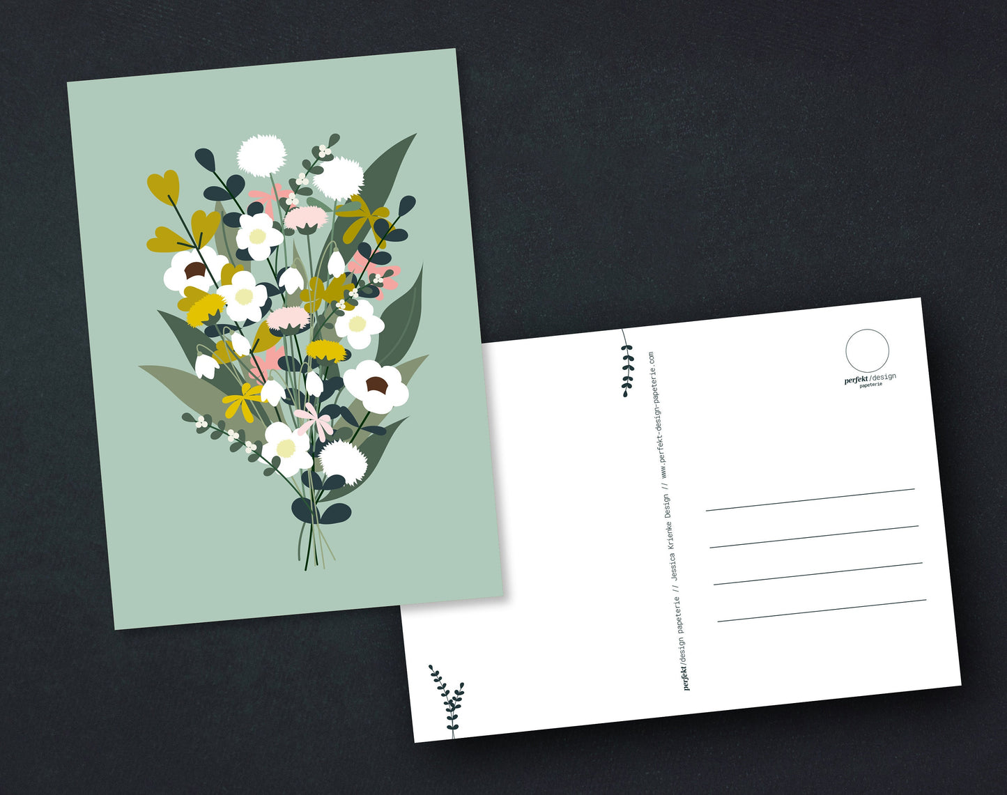 Postkarte Blumenstrauß | Eukalyptus // Creme-Beige // Koralle-Blau // Winter Mint & Blumen // Herbst // Frühling // Rosagrau  | A6