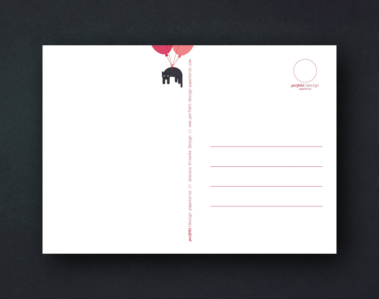 Postkarte | Fliegende Katze mit Ballons | Illustration | A6