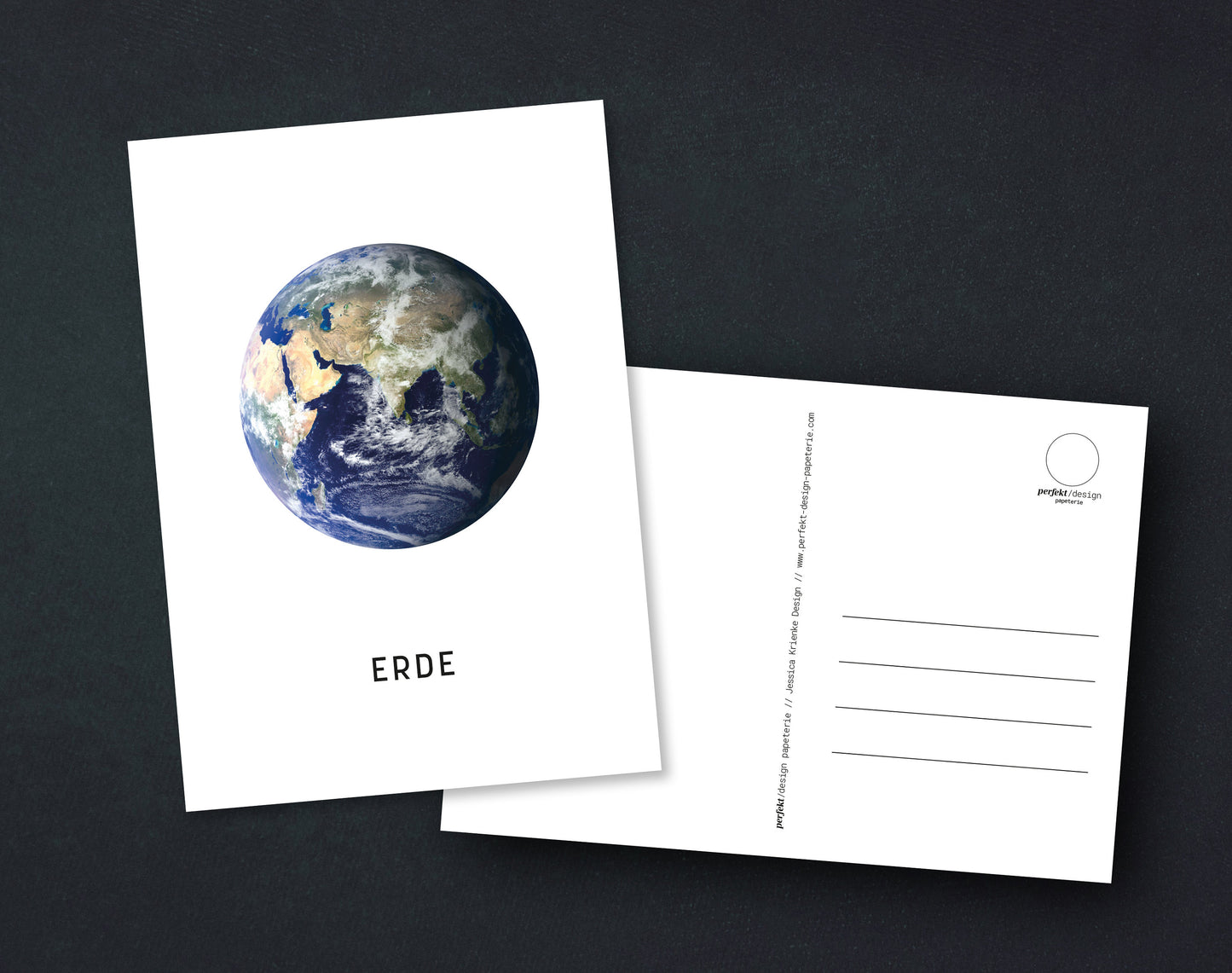 Postkarte | Mond | Erde | weiß und minimalistisch | A6
