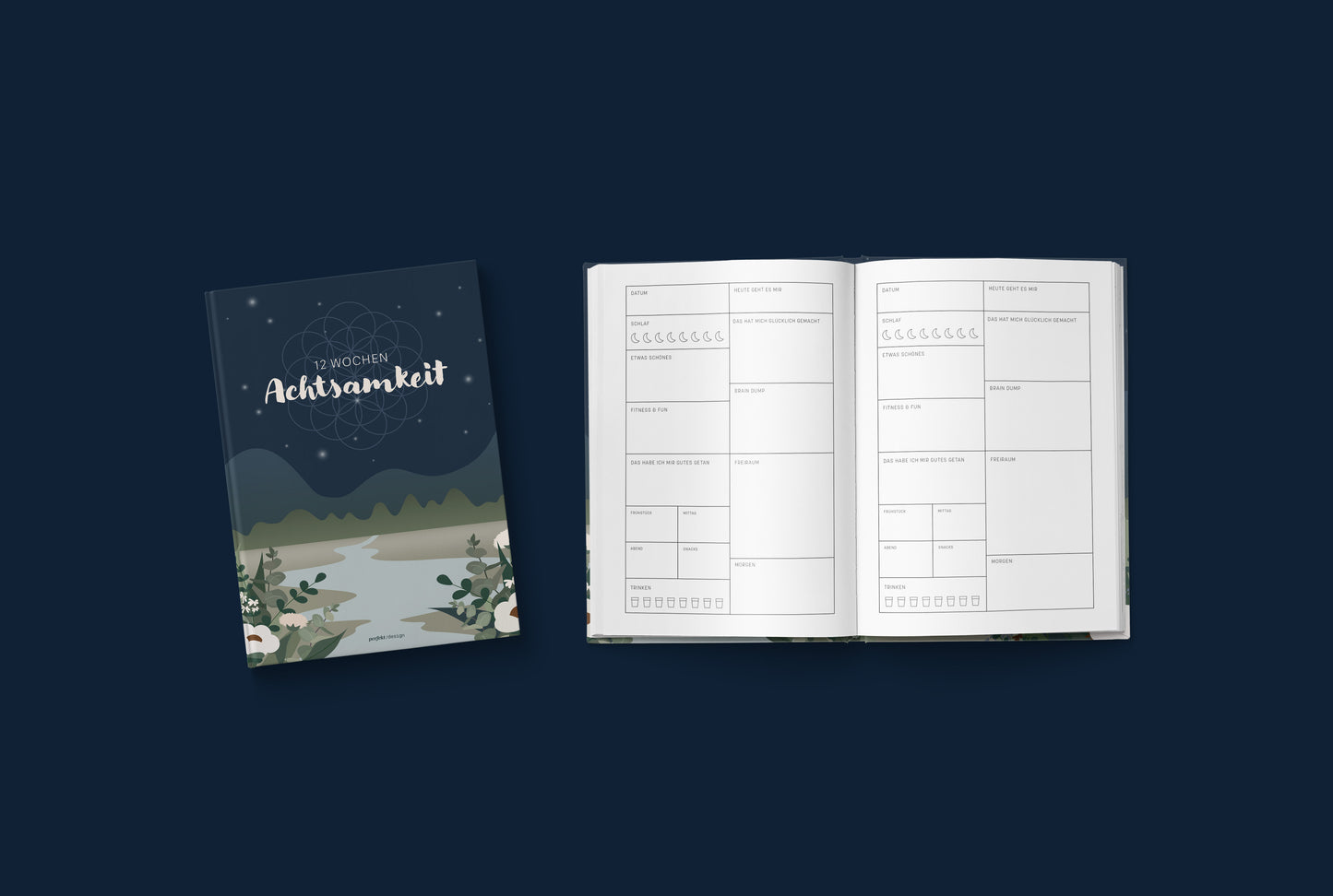 12 Wochen Achtsamkeit & Dankbarkeit – ein minimalistisches Tagebuch für 12 Wochen | A5