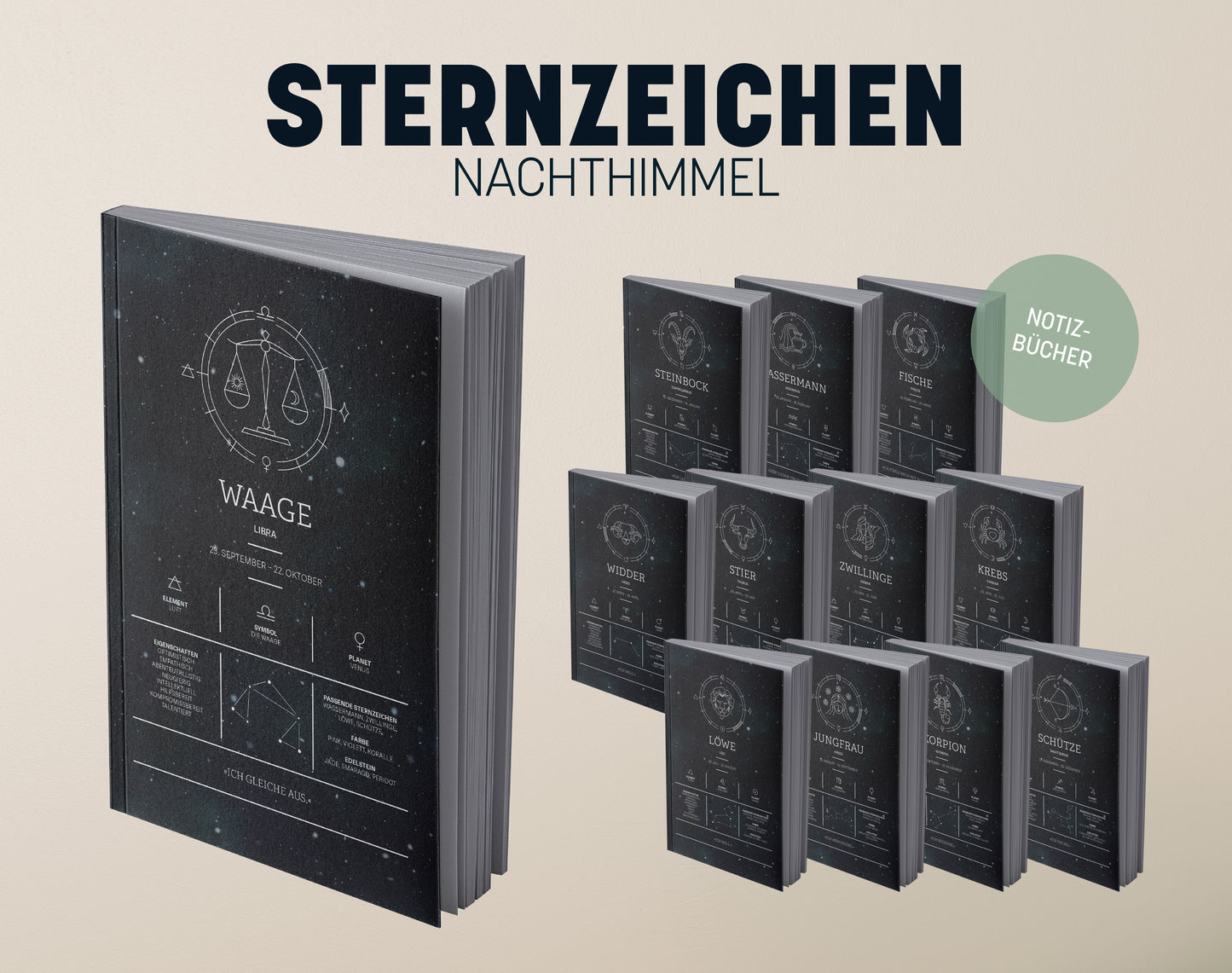 Notizbuch Sternzeichen | Nachthimmel | 13x20 cm