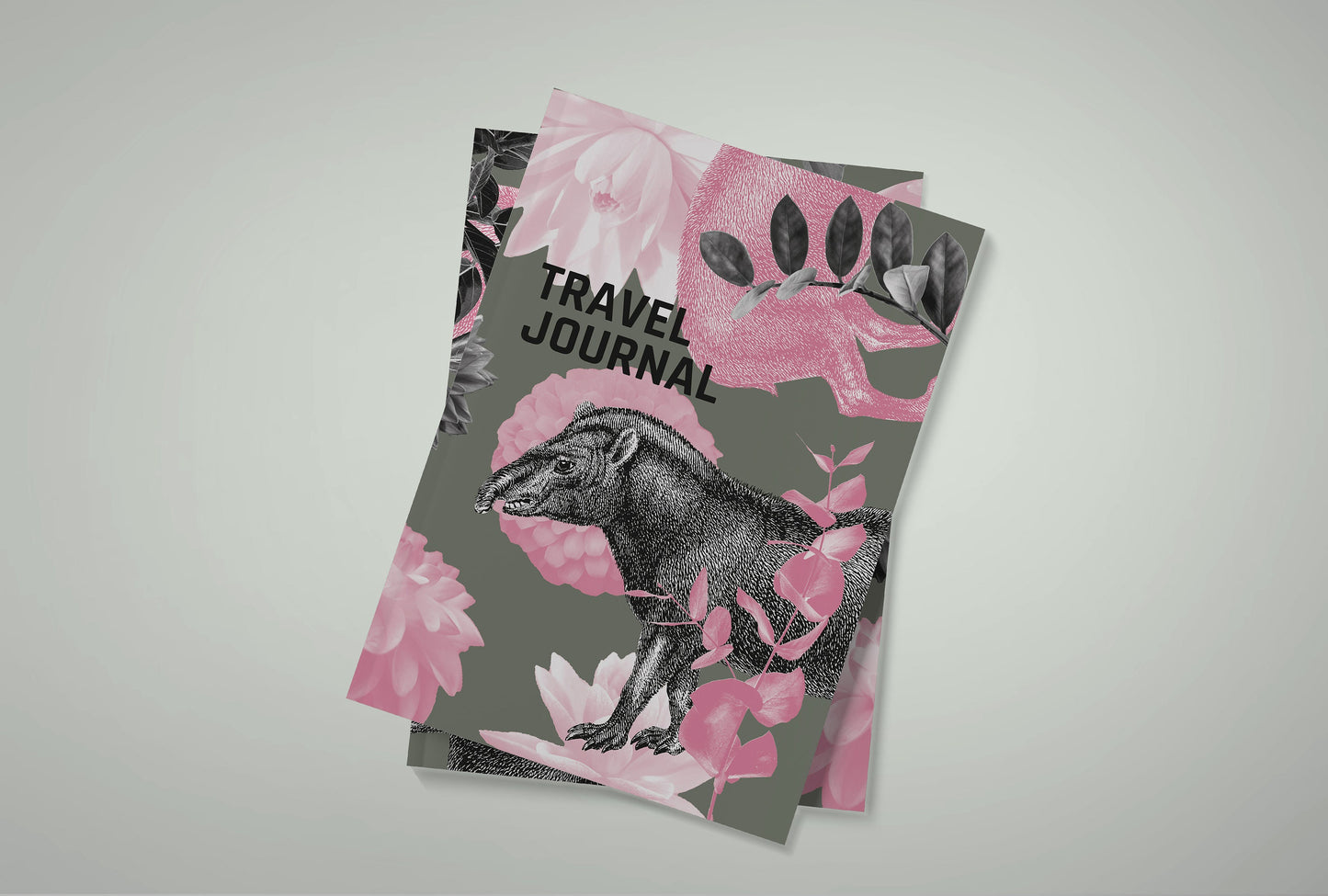 Reisetagebuch | Vintage Tapir | Eintragebuch in rosa und tarnfarben | A5