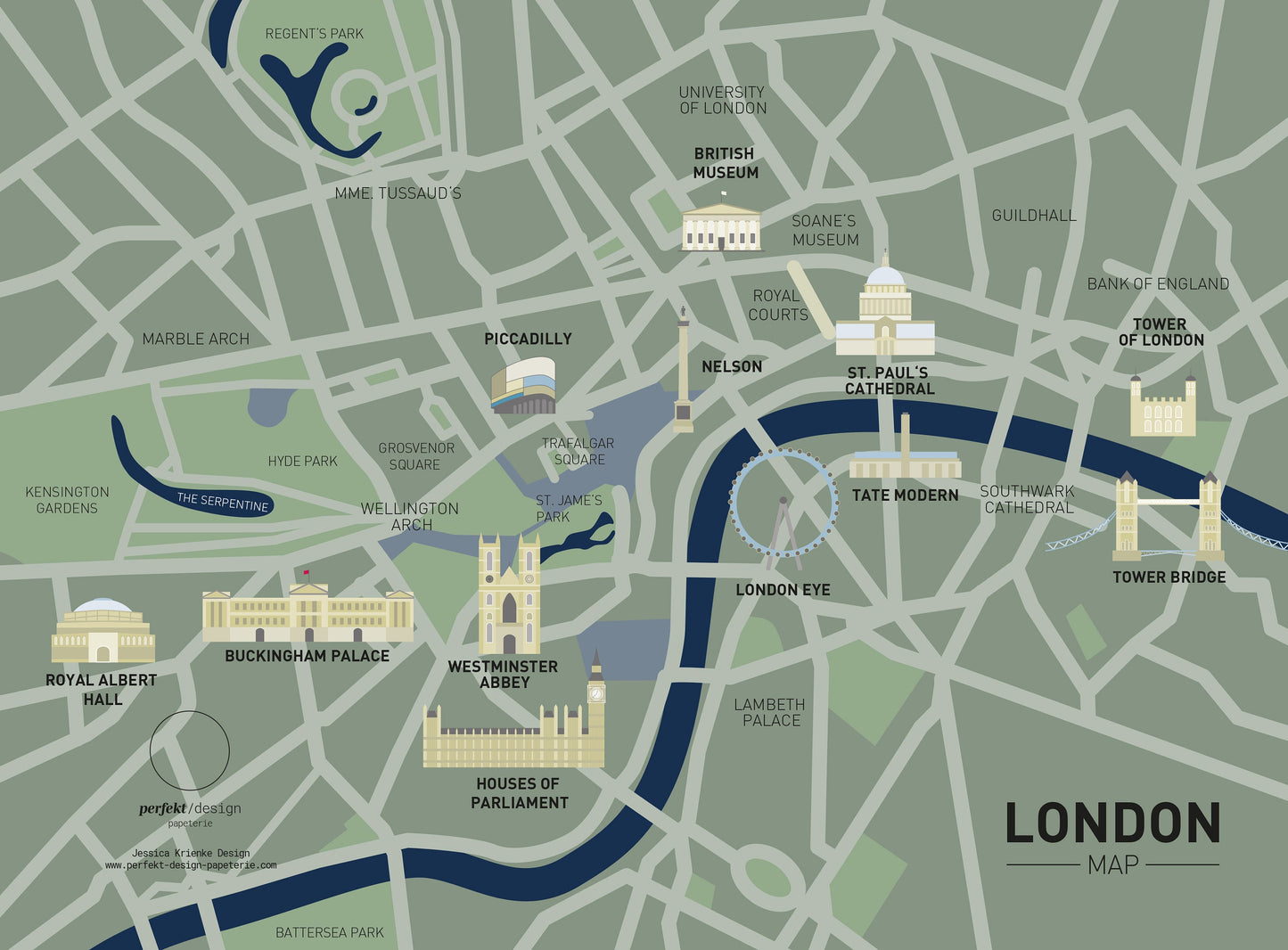 Notizbuch London | City Map | Sights | Line Art | Illustration | 13x20 cm