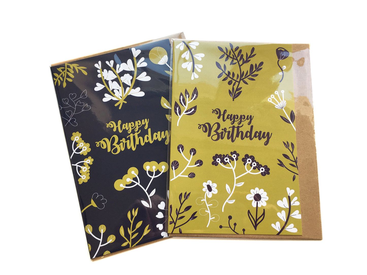 Grußkarte | Geburtstagskarte | Florale Blumen & Pflanzen | gold und lila