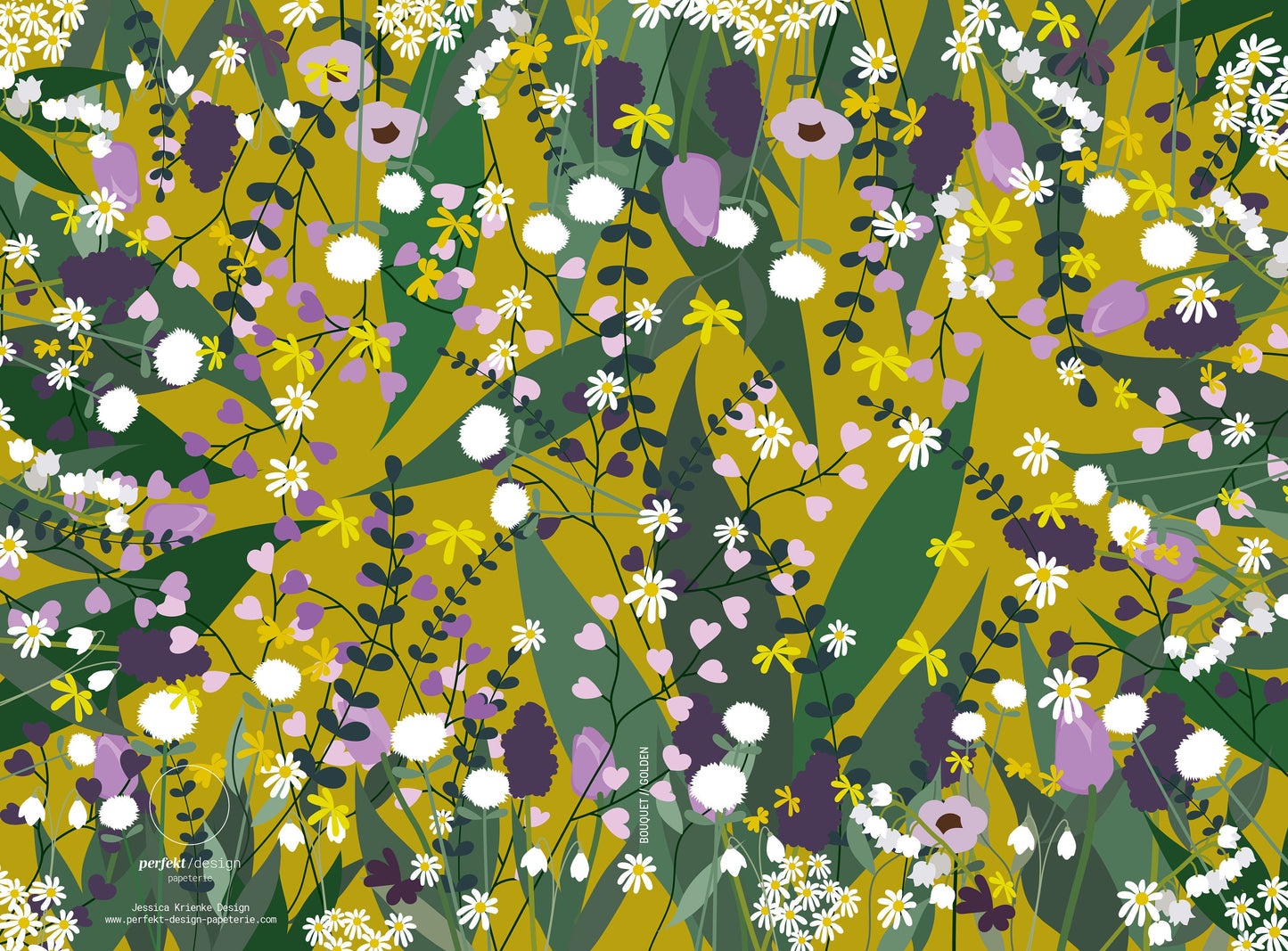Notizbuch Bouquet // golden | Illustration Blumen | 13x20 cm