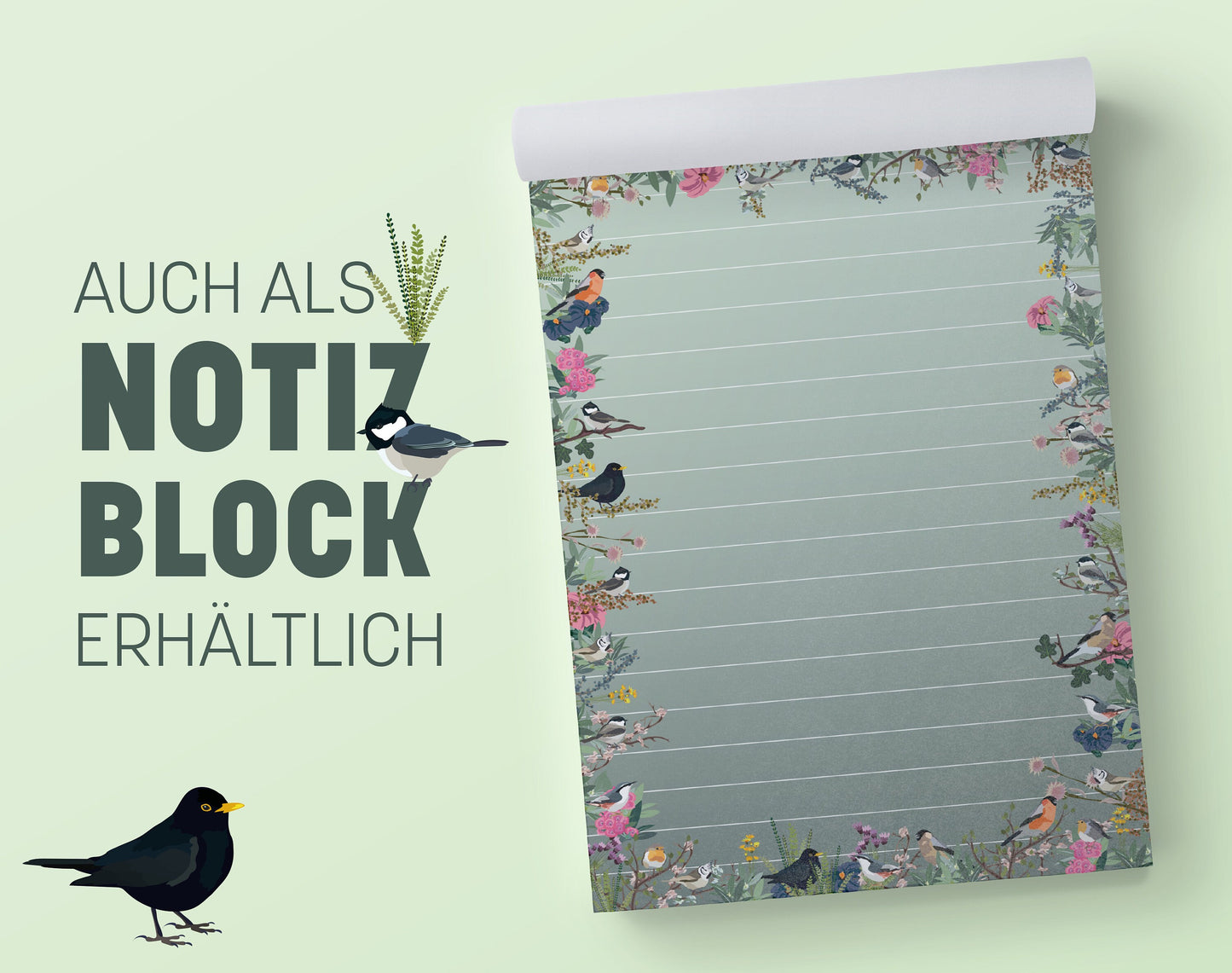 Notizbuch Heimische Vögel | 13x20 cm