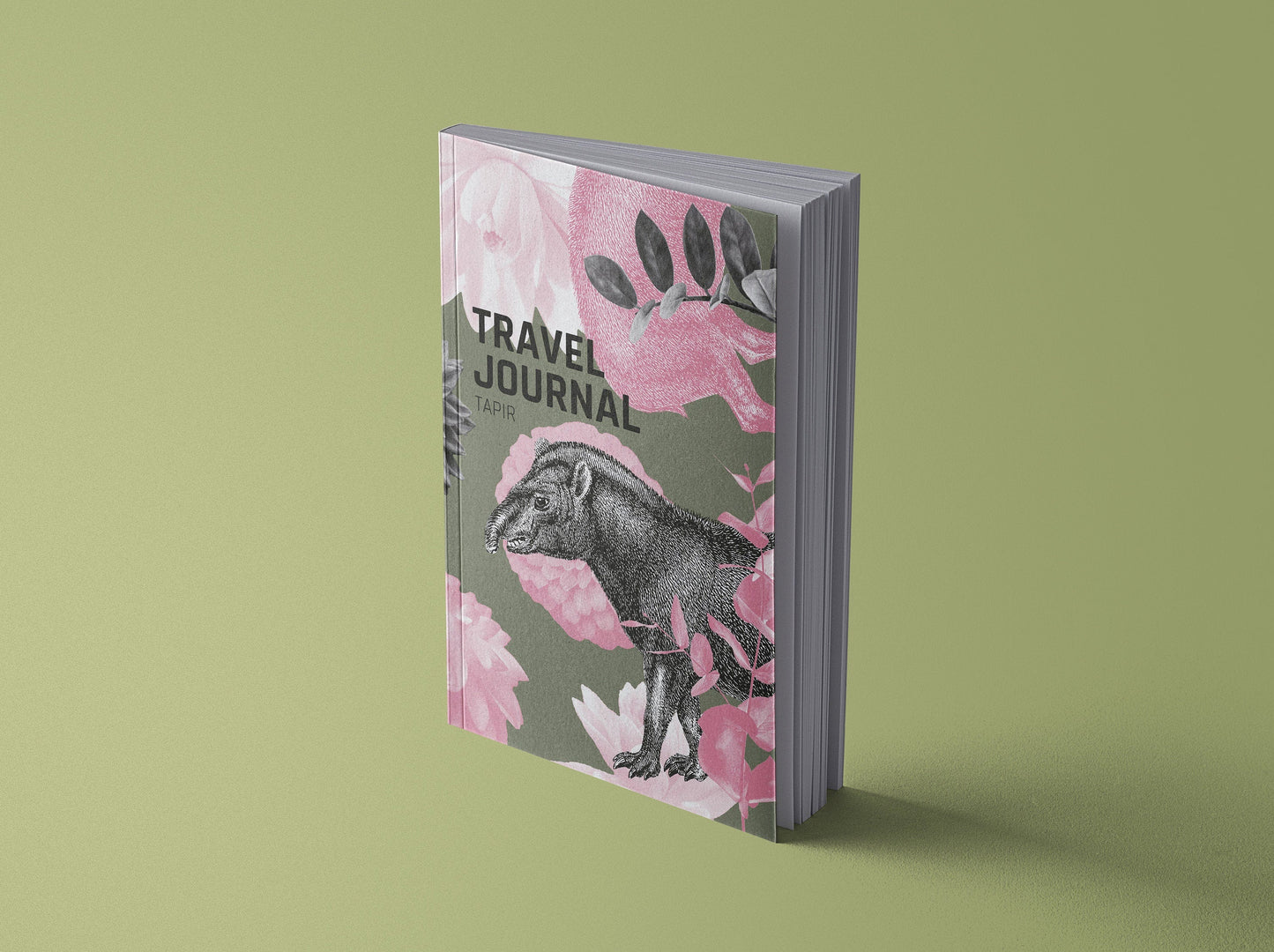 Reisetagebuch | Vintage Tapir | Eintragebuch in rosa und tarnfarben | A5