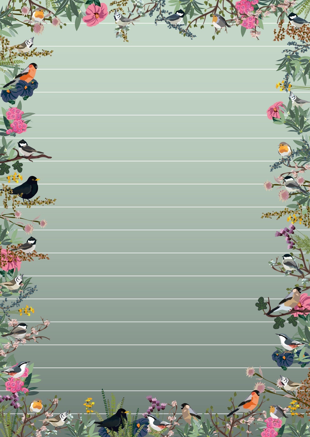 Notizblöcke | Heimische Vögel Illustrationen | in mint/waldgrün | A6